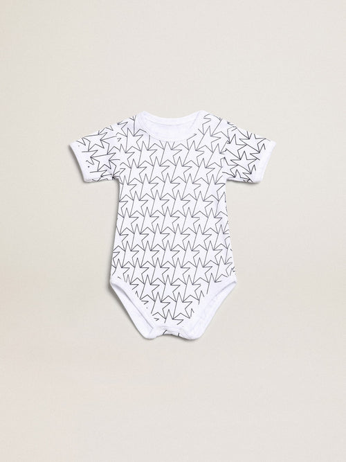 Baby gift set in white with navy blue trim and star