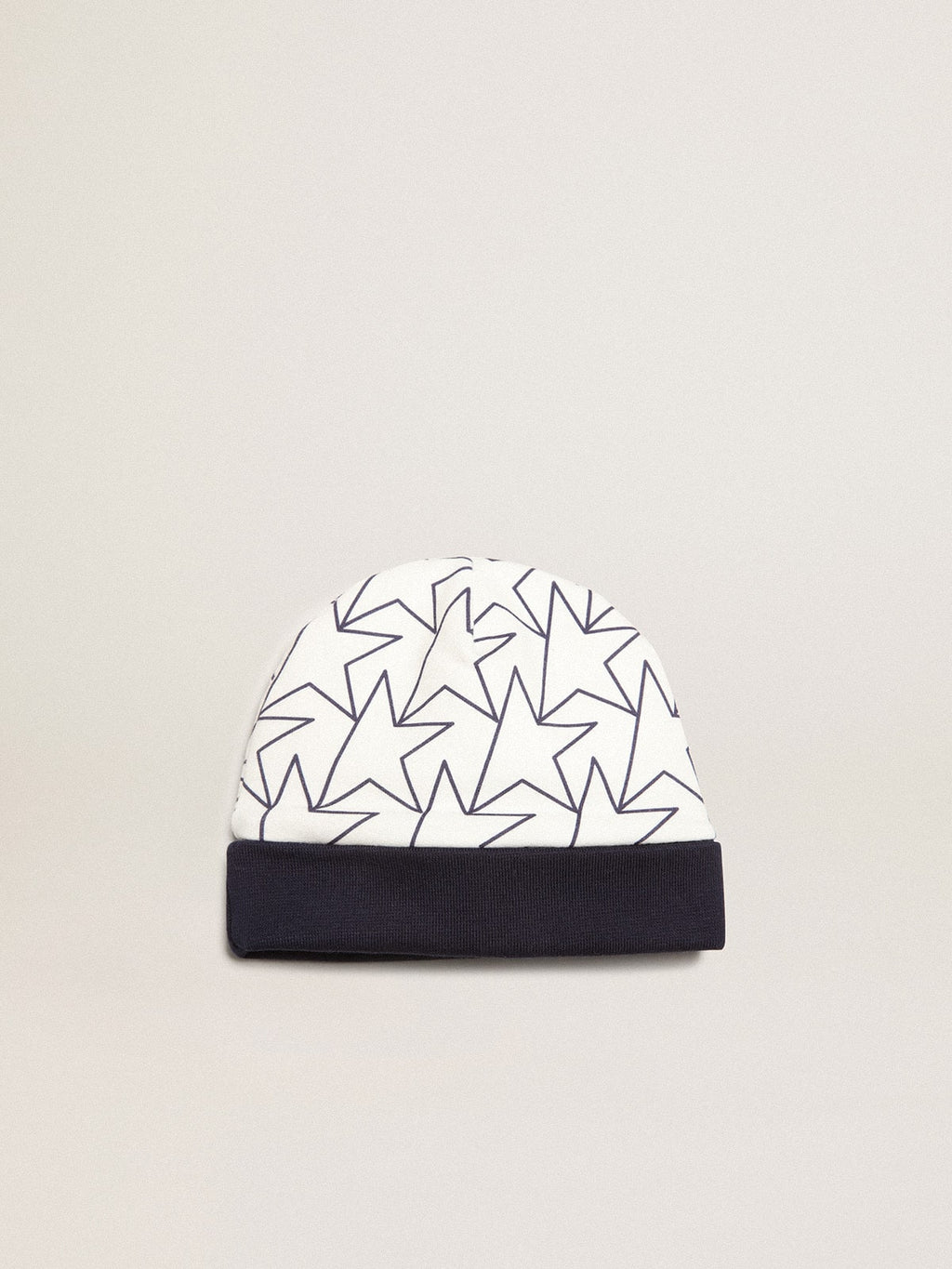 Baby gift set in white with navy blue trim and star