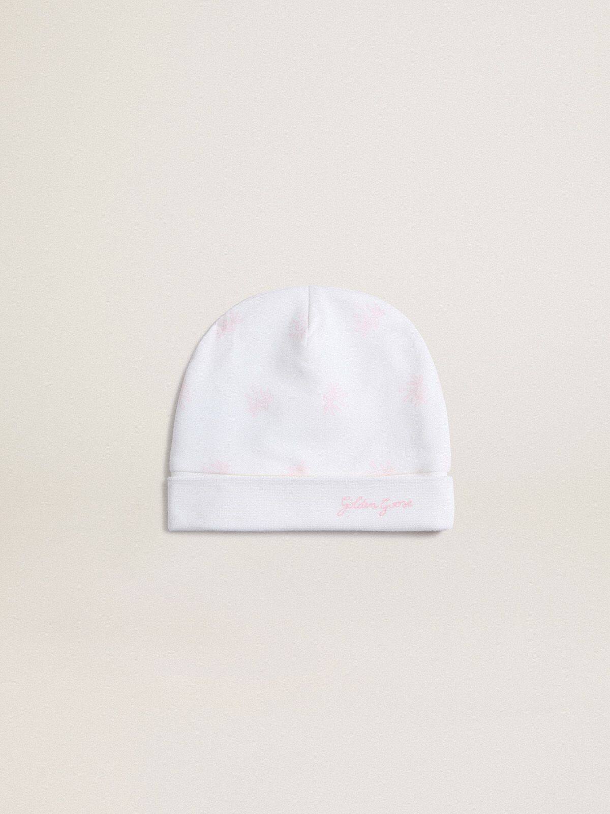 Baby gift set in white with pink palm print