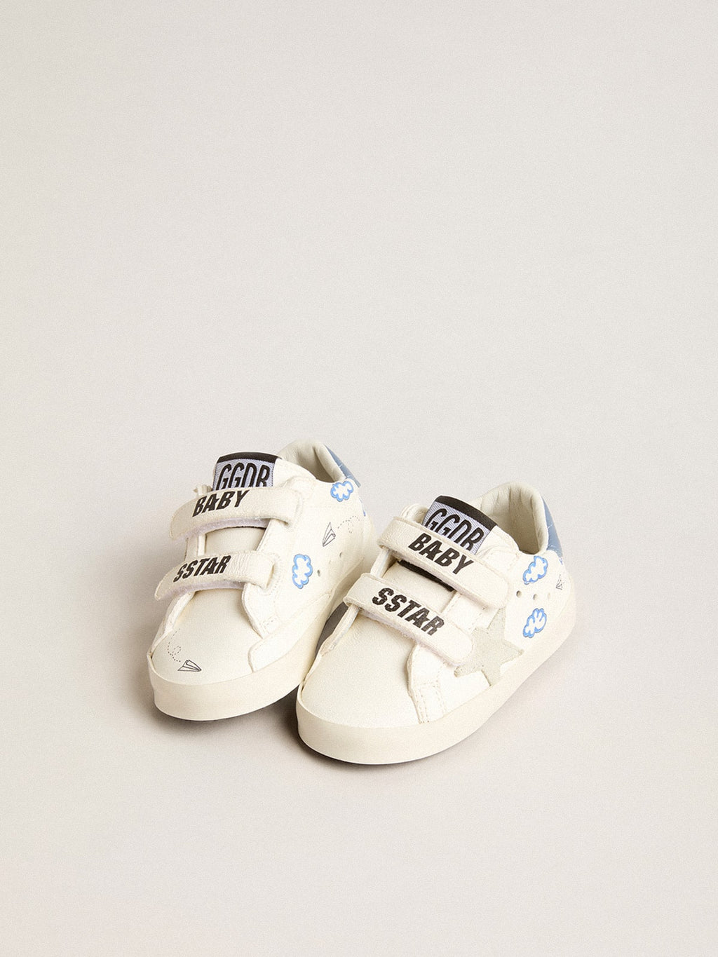 Baby Old School with suede star and light blue leather heel tab