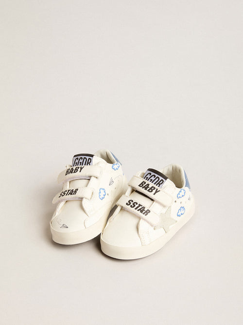 Baby Old School with suede star and light blue leather heel tab