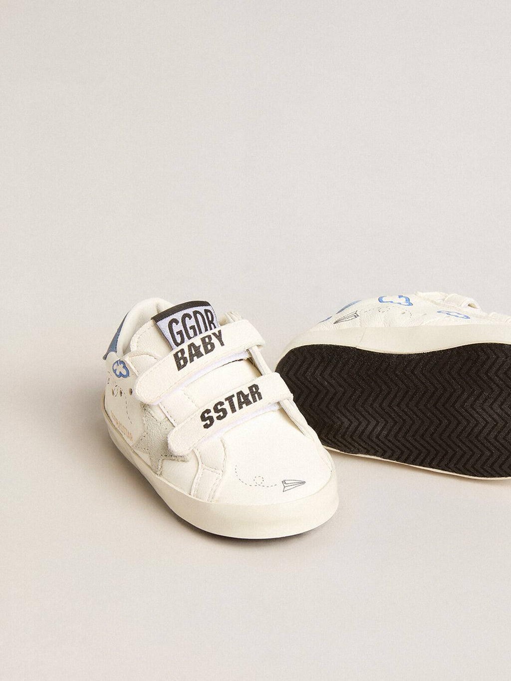 Baby Old School with suede star and light blue leather heel tab