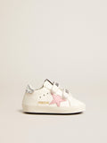 Baby Old School with pink leather star and silver leather heel tab