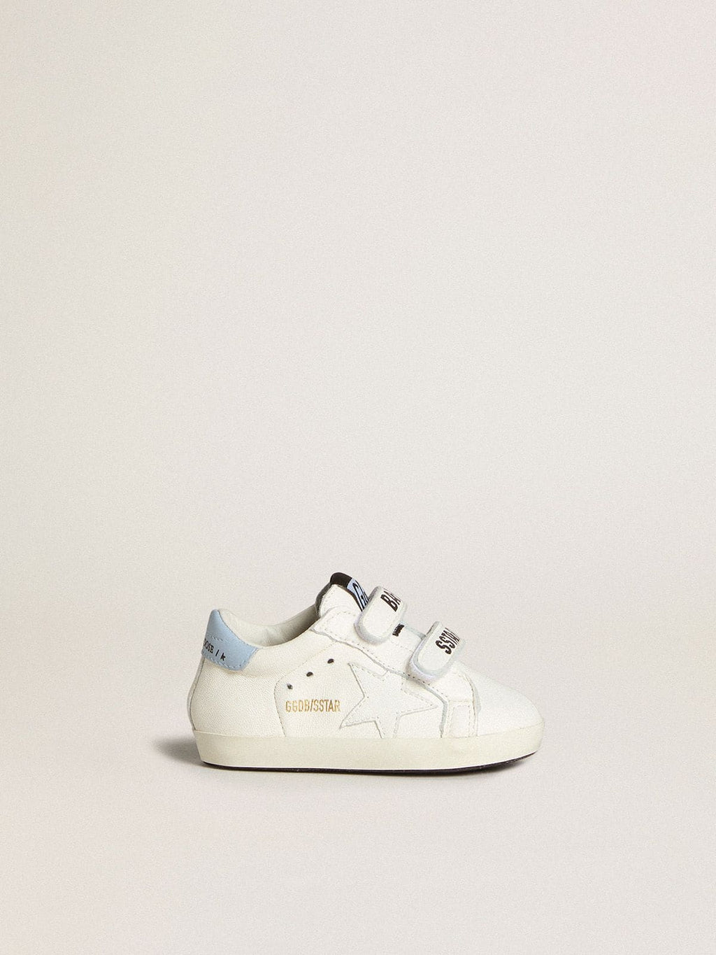 Baby School set in nappa with white star and light blue leather heel tab