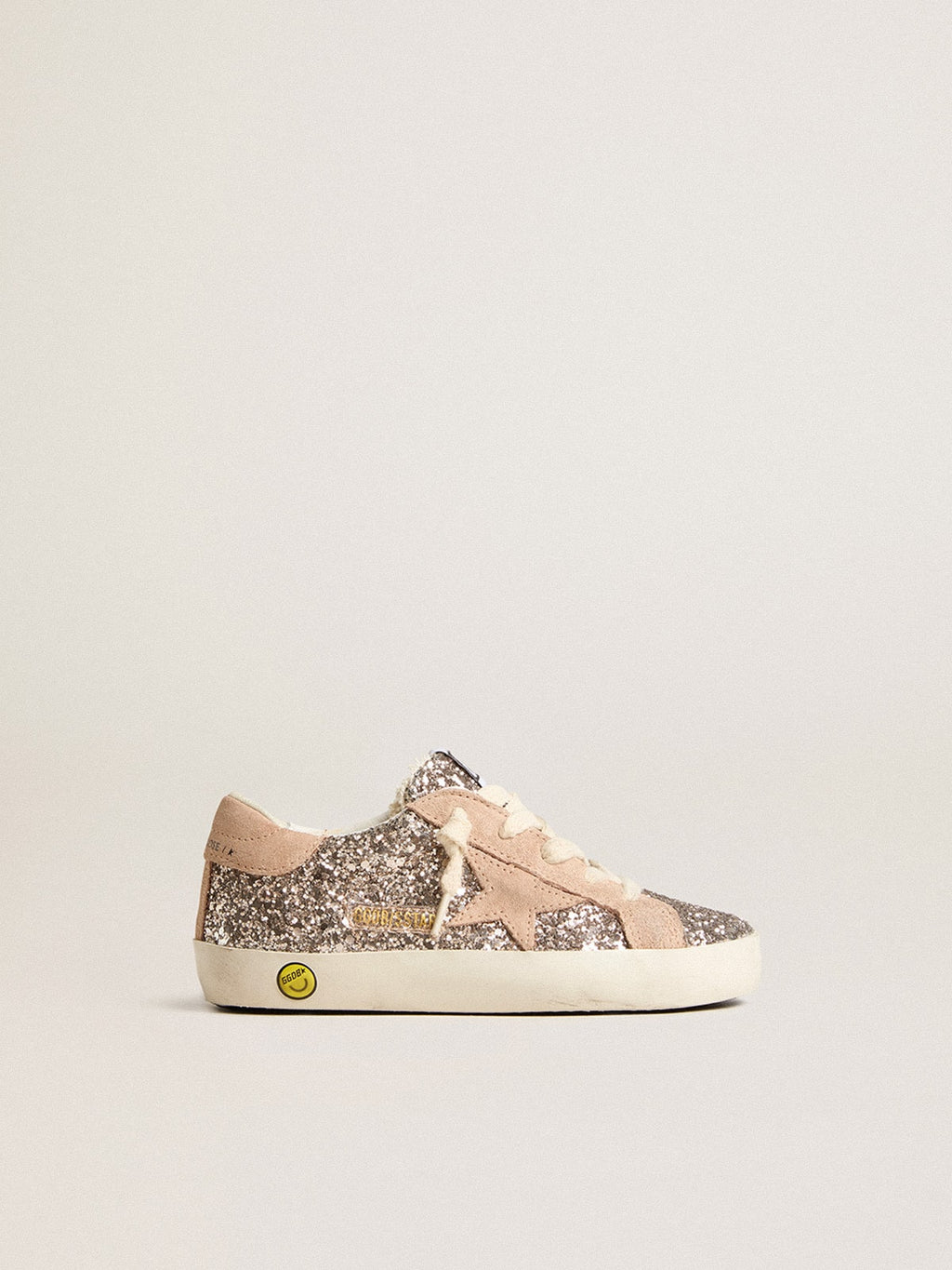 Junior Super-Star in glitter with suede star and heel tab