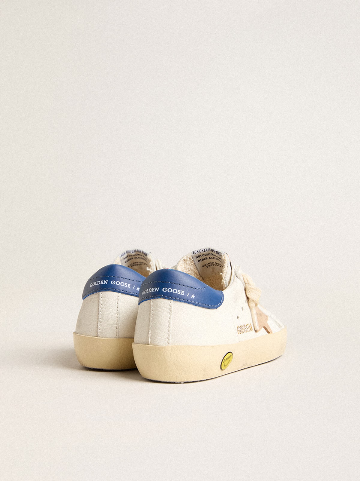 Junior Super-Star in nappa leather with a beige star and blue heel tab