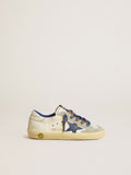 Super-Star Junior with blue leather star and ice-gray suede inserts