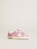 Junior Old School in metallic pink suede with white leather star and heel tab