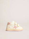June Junior in nappa leather with old rose suede star and heel tab