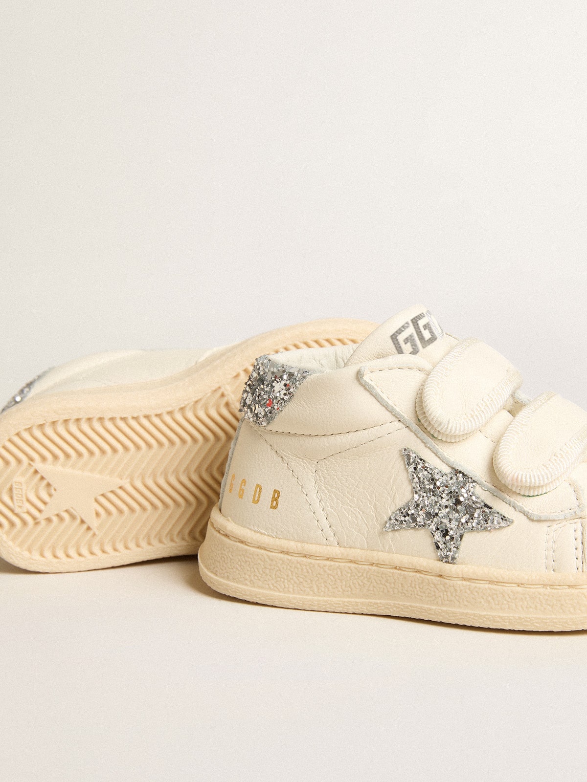 June in nappa leather with silver glitter star and heel tab