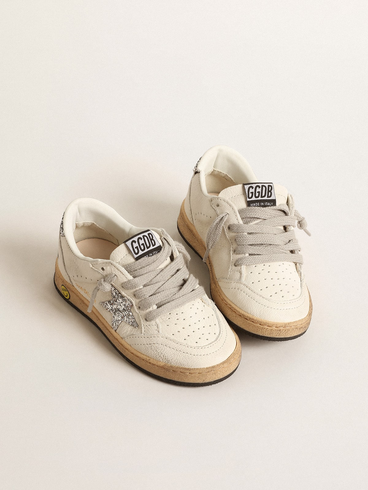 Ball Star Junior in nappa with silver glitter star and heel tab