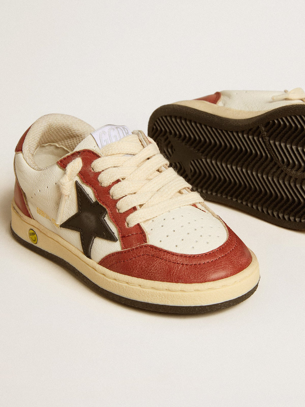 Ball Star Junior in nappa with black star and red leather inserts