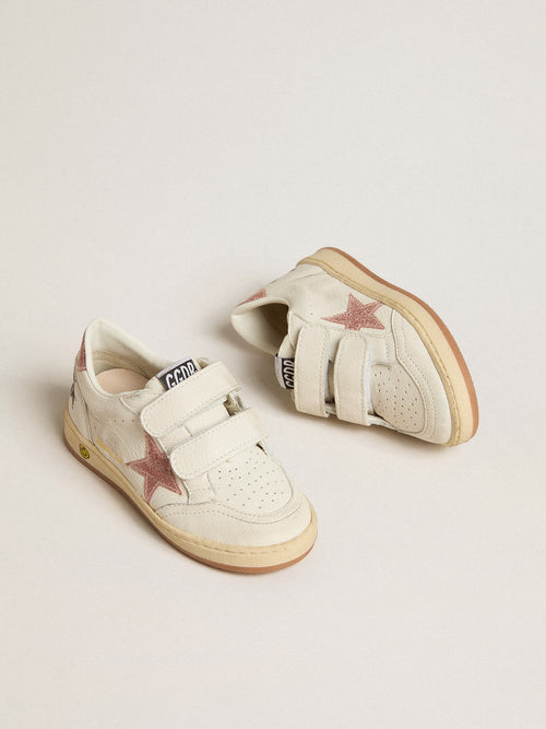 Ball Star Junior in nappa with peach-pink glitter star and heel tab
