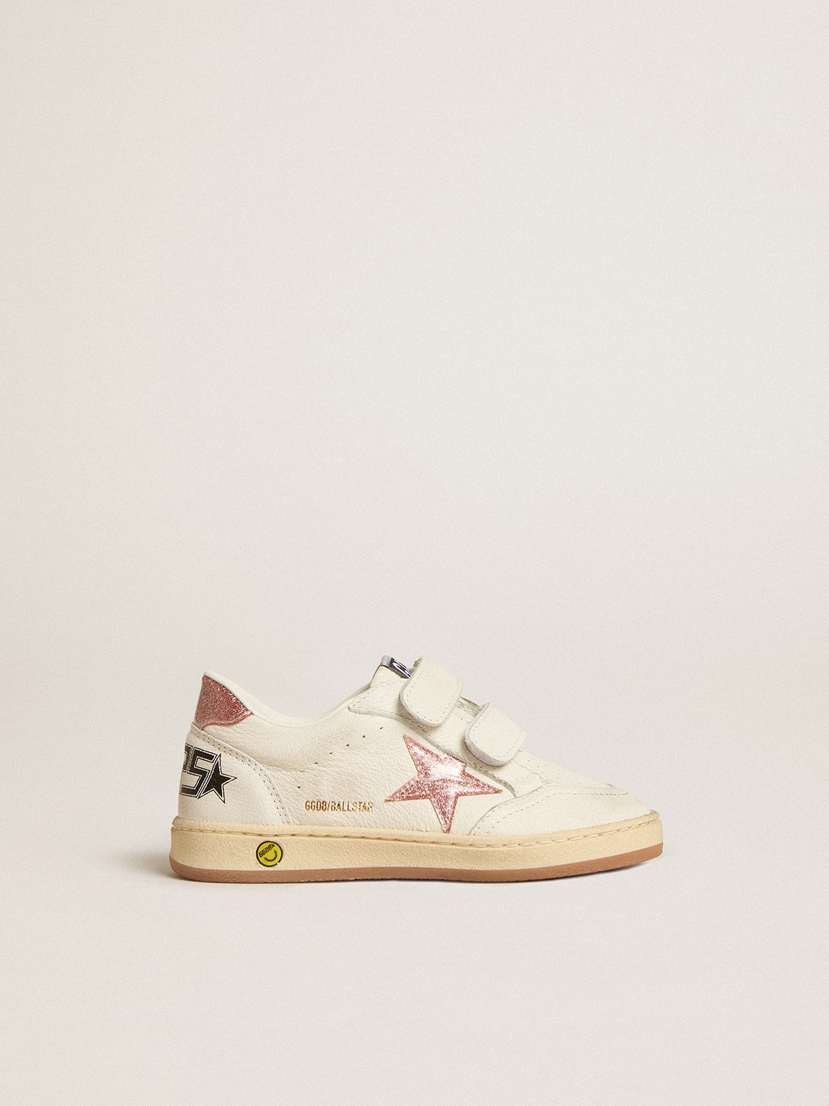 Ball Star Junior in nappa with peach-pink glitter star and heel tab