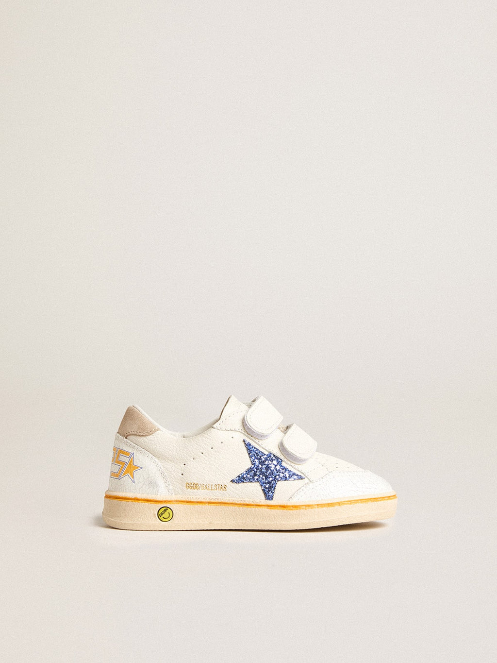 Junior Ball Star with blue glitter star and beige suede heel tab