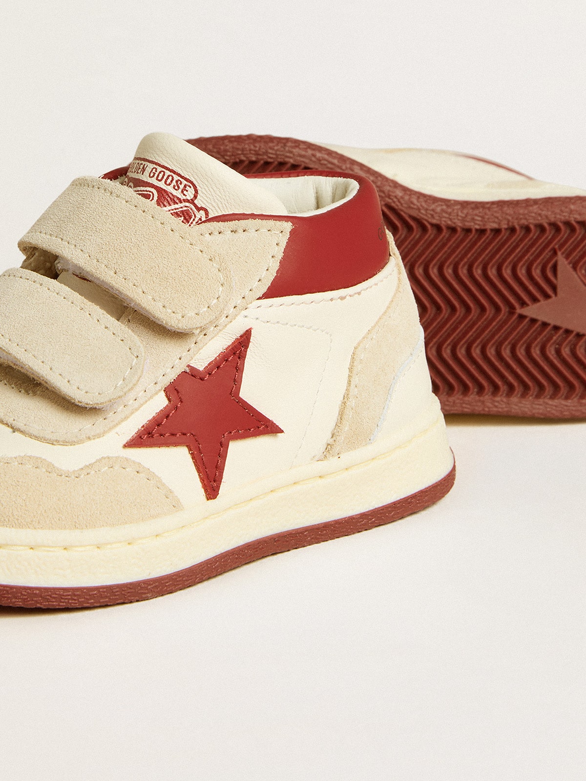 June Junior in nappa and suede with red leather star and heel tab
