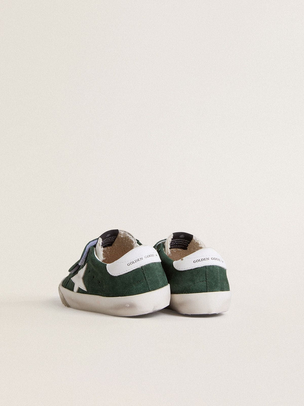 Old School Junior in green suede with white leather star and heel tab