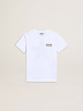 Boys' white T-shirt with contrasting dark green logo and star