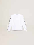 White long-sleeved T-shirt with contrasting black stars