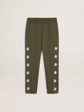 Boys' military-green joggers with white stars