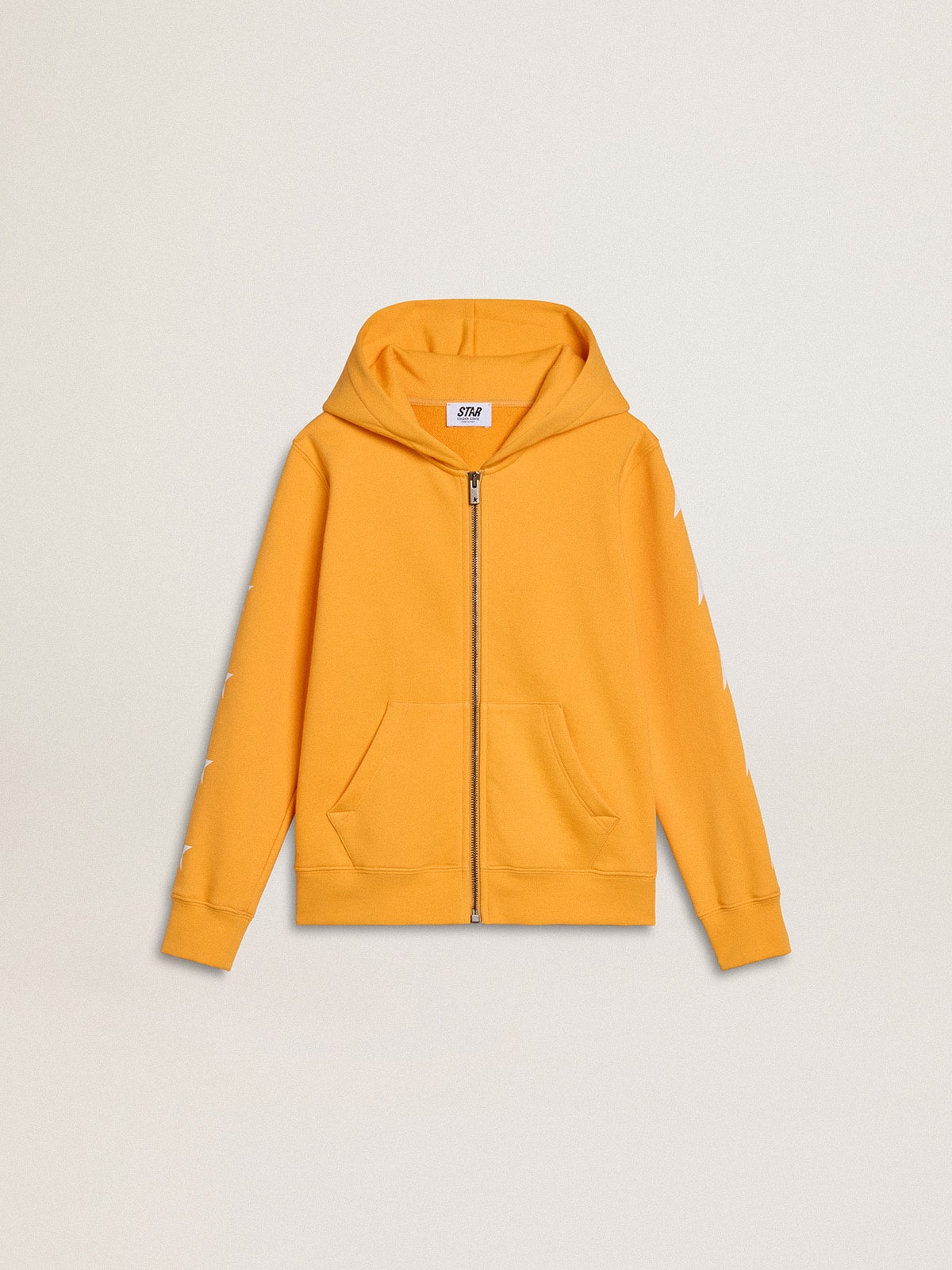 Boys’ orange sweatshirt with zip fastening