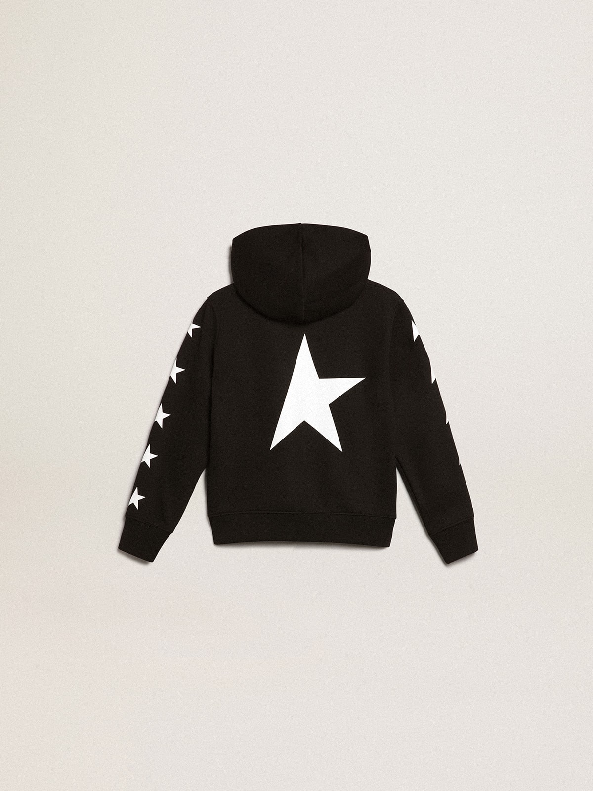 Boys’ hooded sweatshirt in black with contrasting white stars