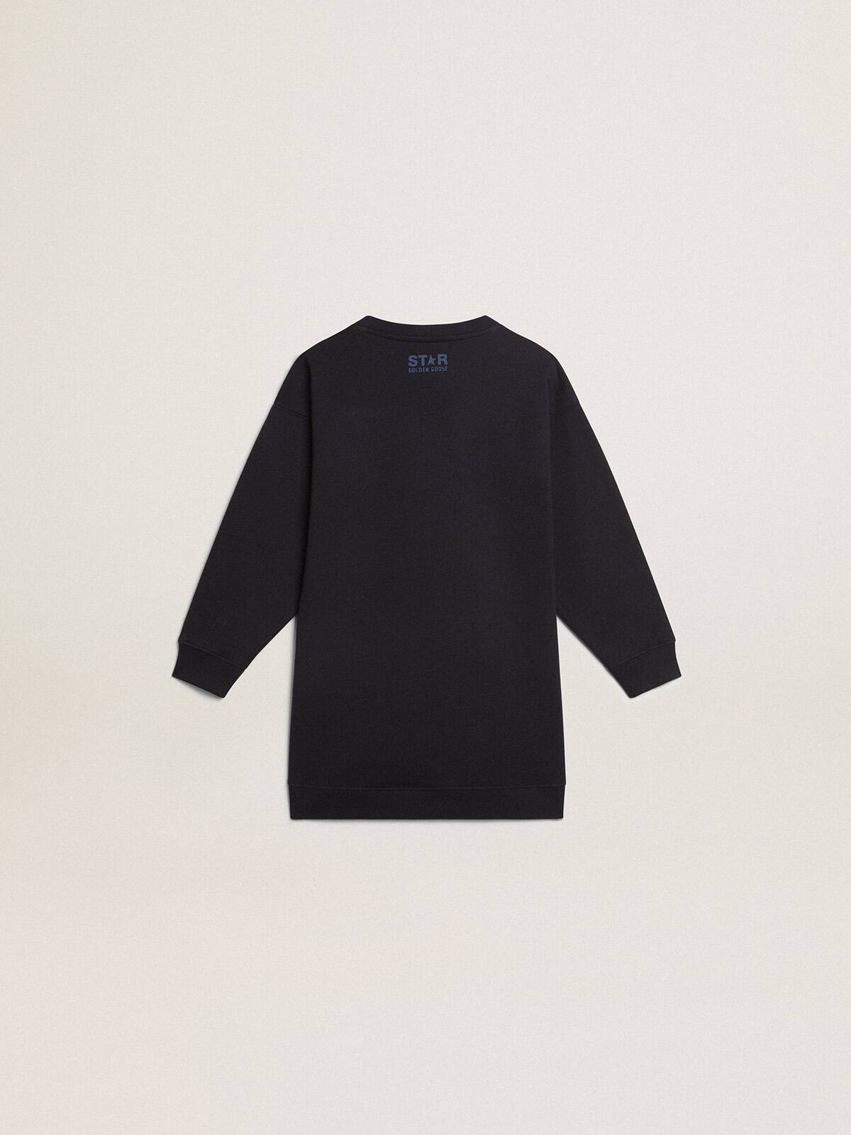Girls’ dark blue sweatshirt dress with sequin star