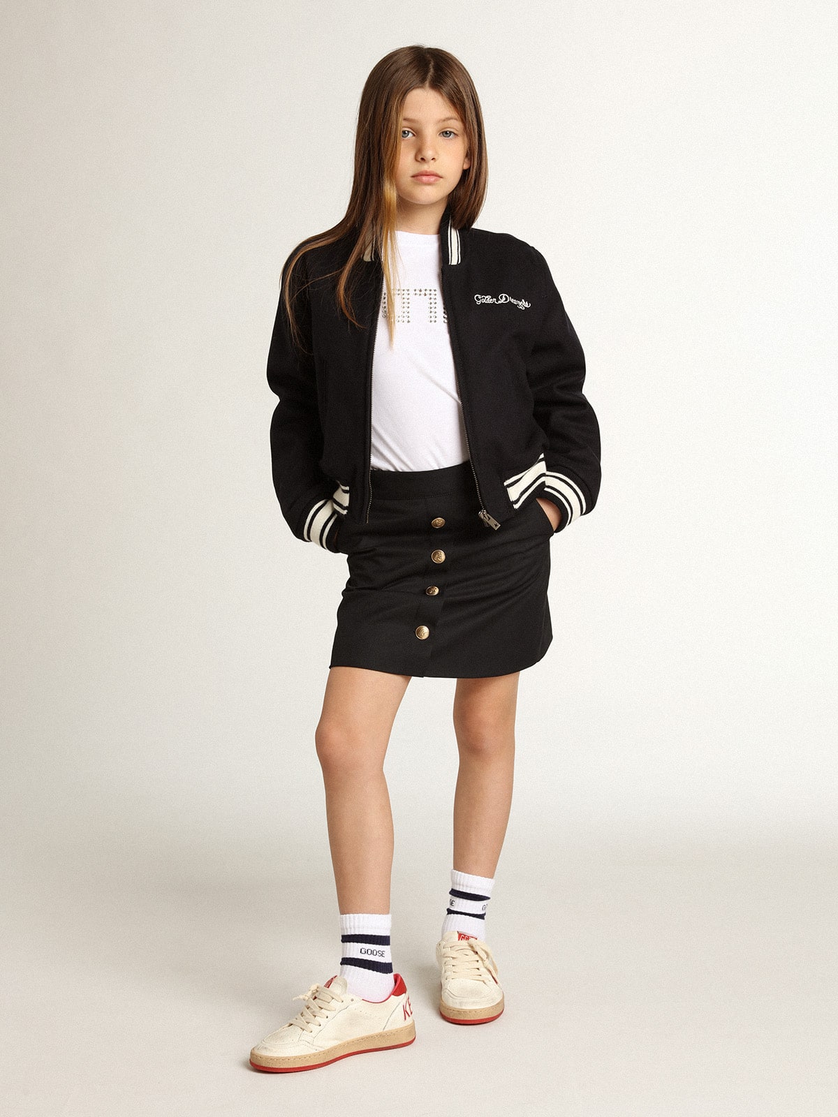 Boys’ bomber jacket in dark blue wool
