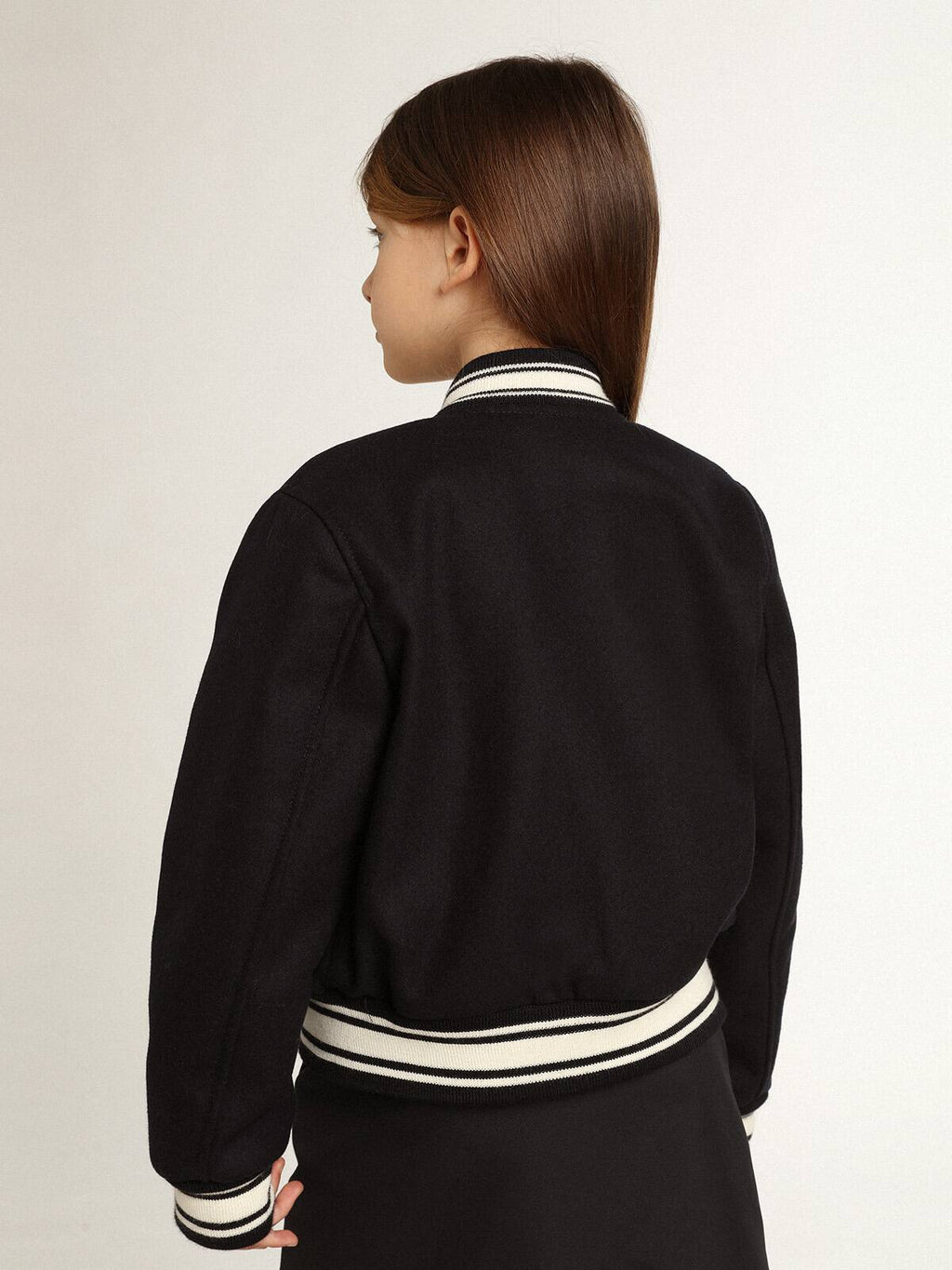 Boys’ bomber jacket in dark blue wool