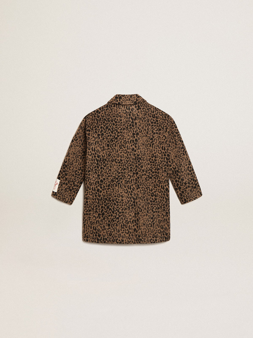 Girls’ single-breasted coat in wool with jacquard animal print