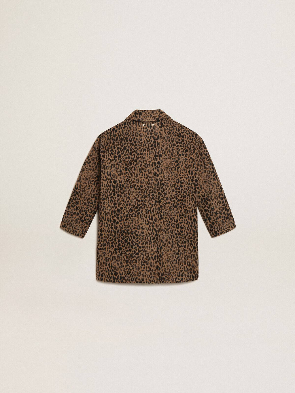 Girls’ single-breasted coat in wool with jacquard animal print