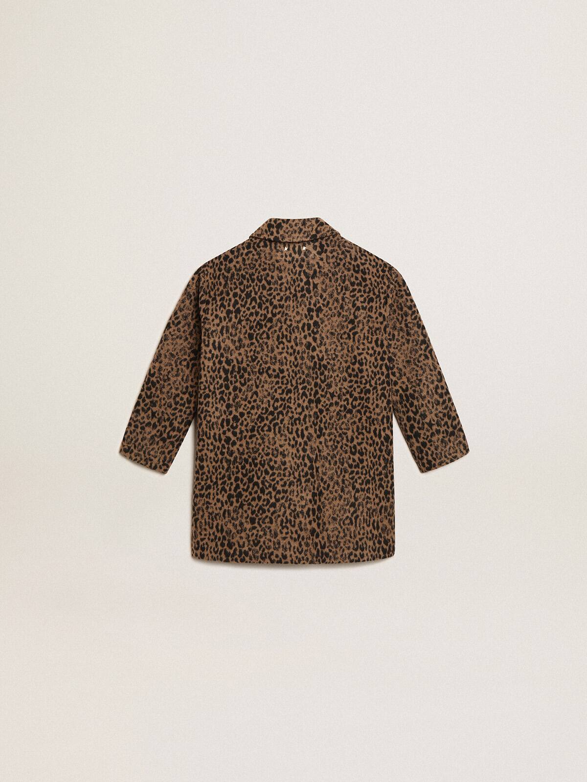 Girls’ single-breasted coat in wool with jacquard animal print