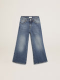 Wide-leg jeans in mid-blue bull denim