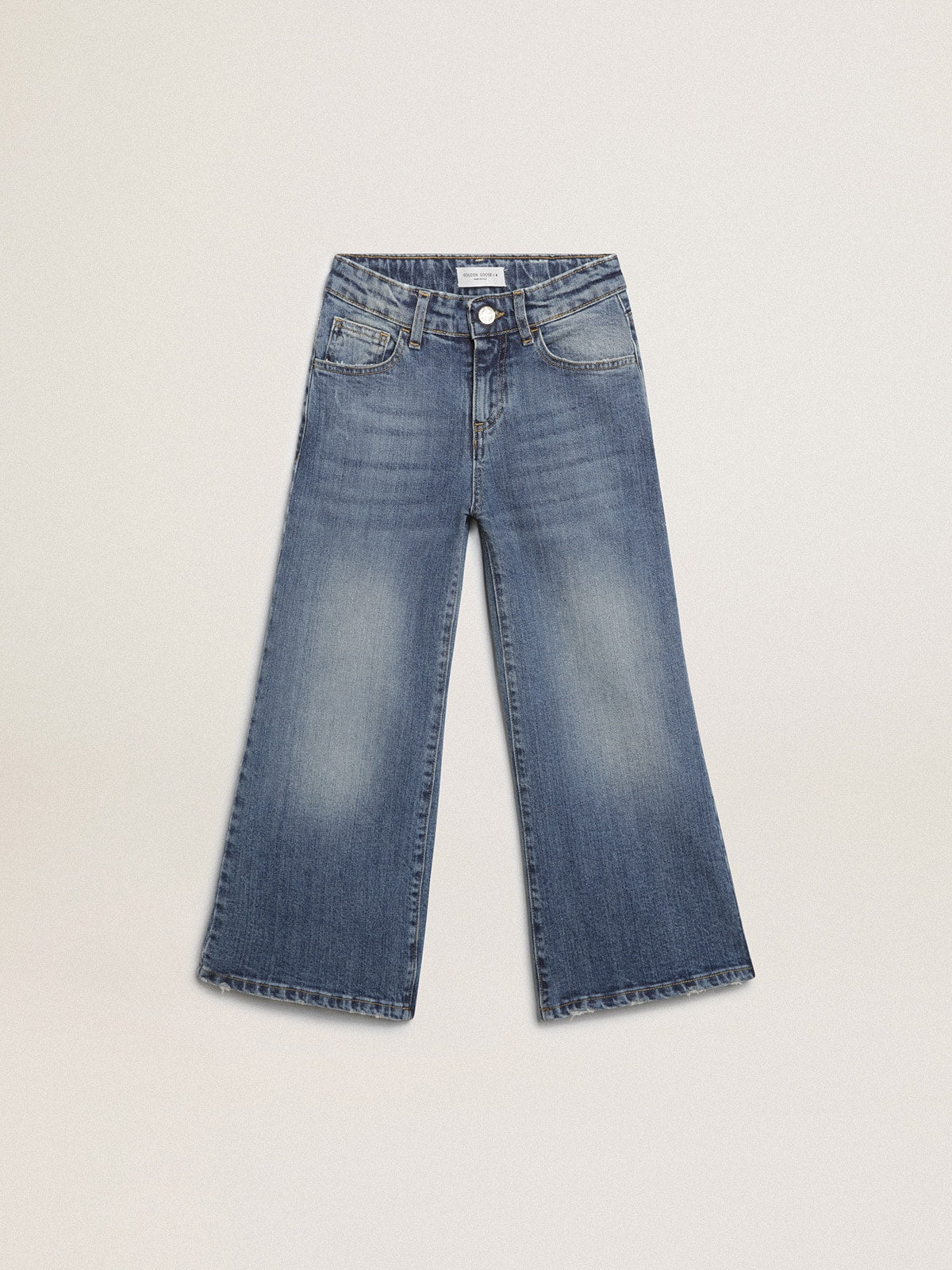 Wide-leg jeans in mid-blue bull denim