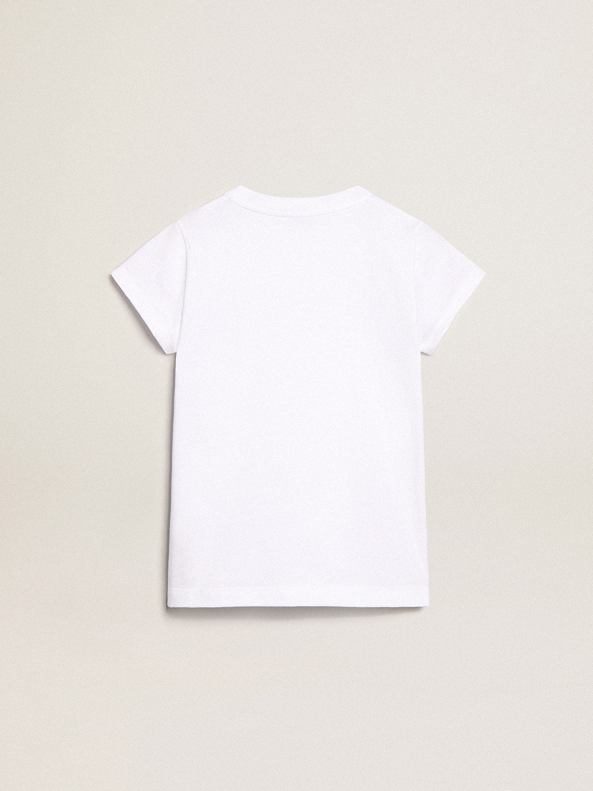 White T-shirt with central Golden lettering in crystals