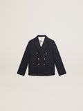 Boys’ dark blue double-breasted buttoned blazer
