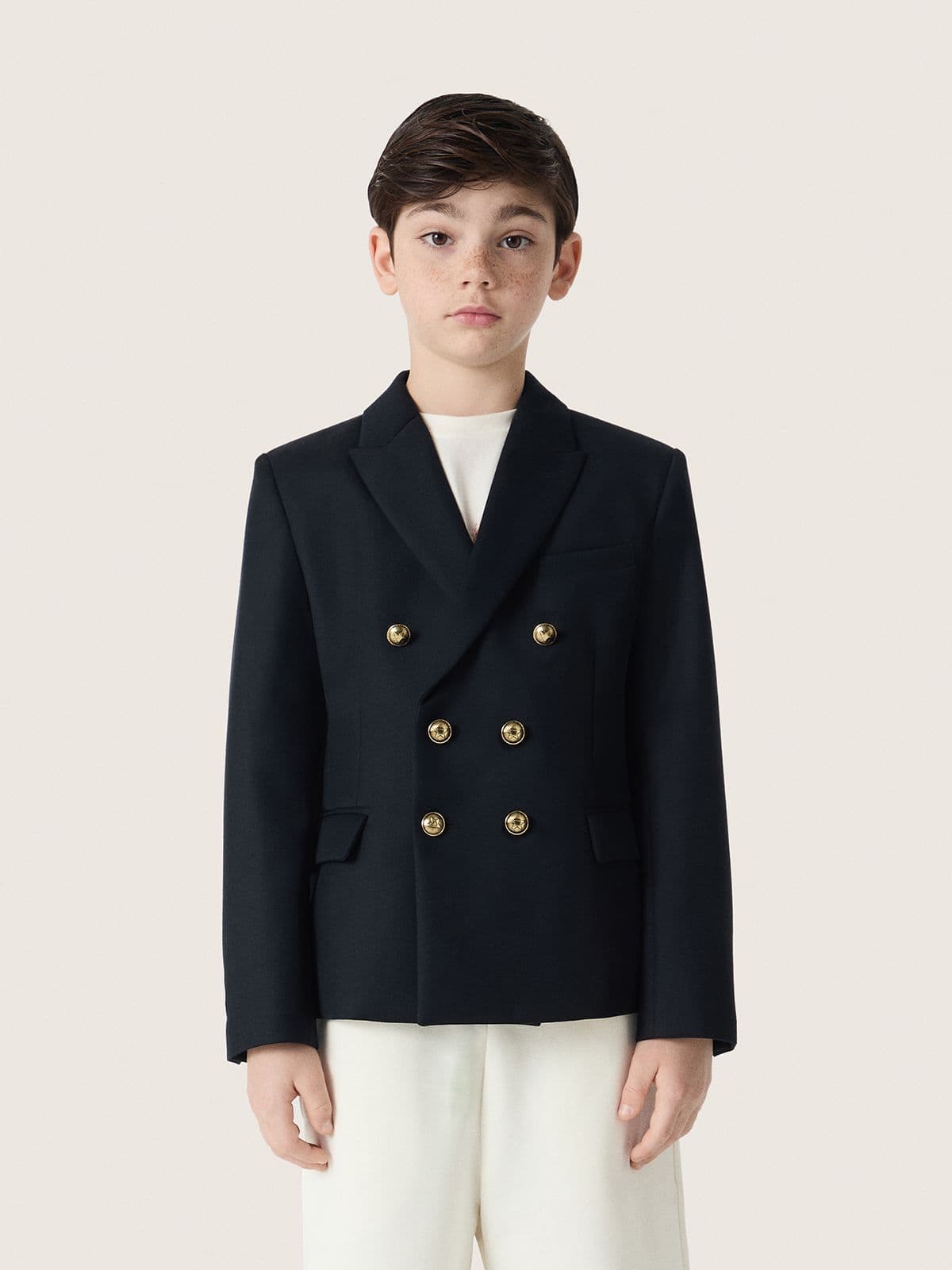 Boys' dark blue double-breasted blazer