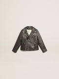 Boys’ biker jacket in distressed leather