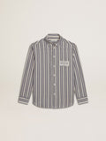 Boys' striped shirt with Golden Dreamers detail on the pocket