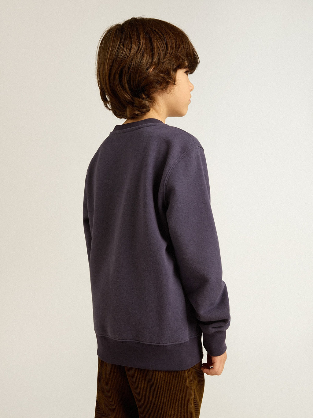 Blue-violet sweatshirt with Golden Goose lettering on the front