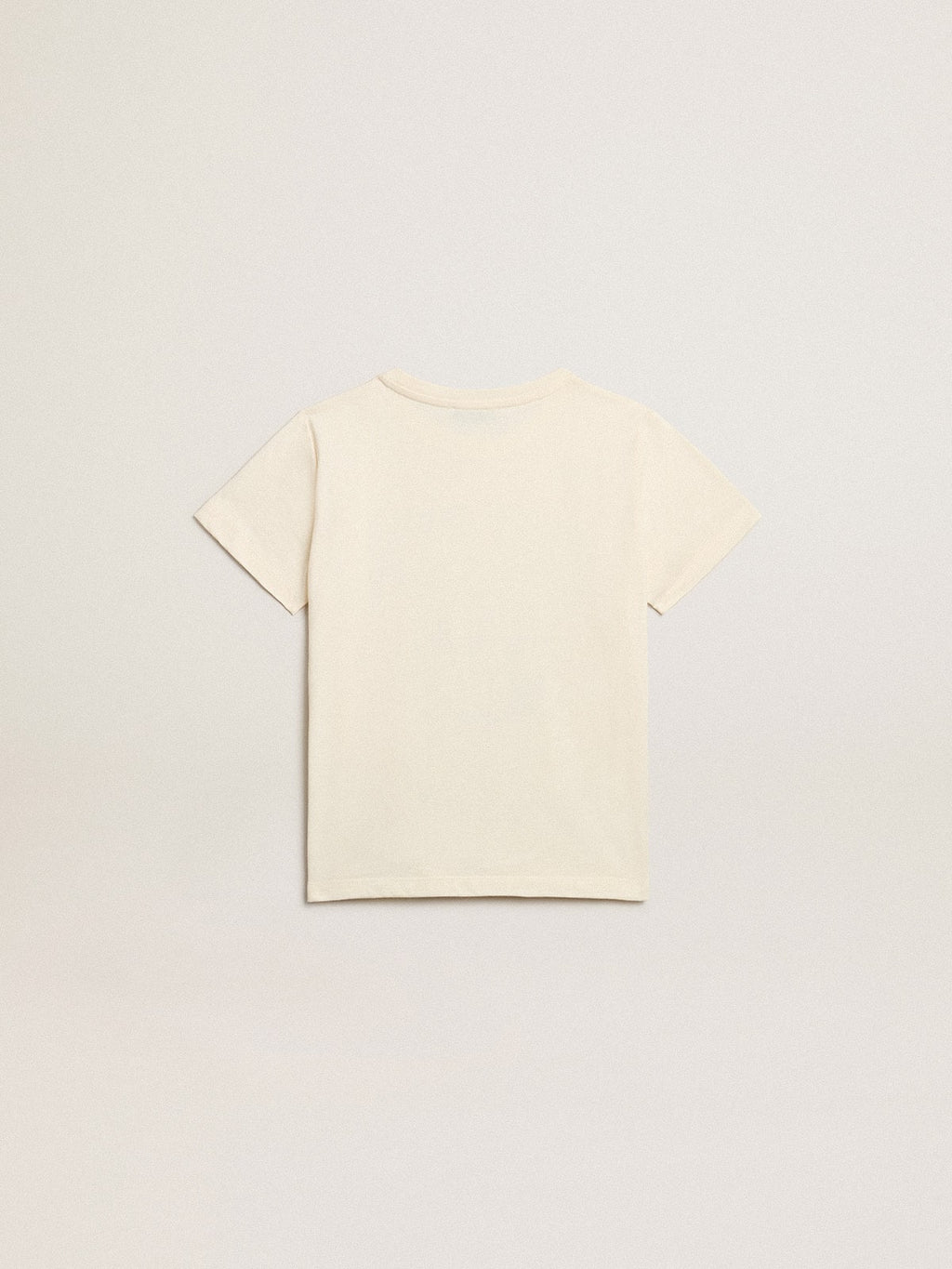 Cotton T-shirt in aged white with faded print at the center