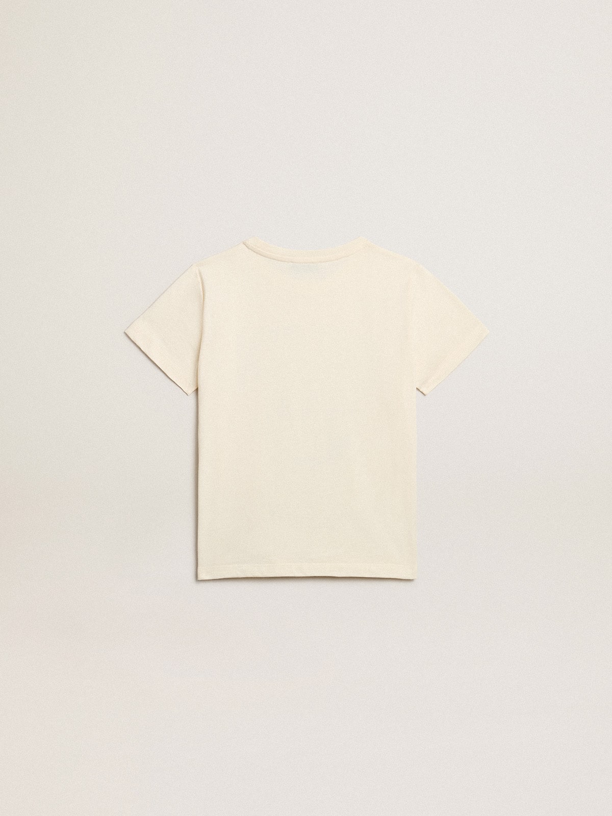 Cotton T-shirt in aged white with faded print at the center