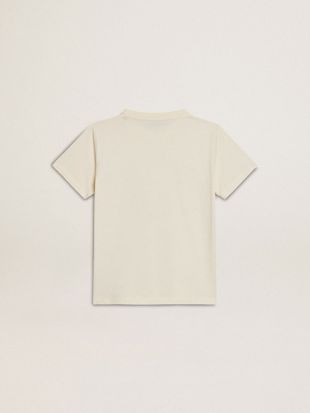 Boys’ T-shirt in worn white with multicolor lettering
