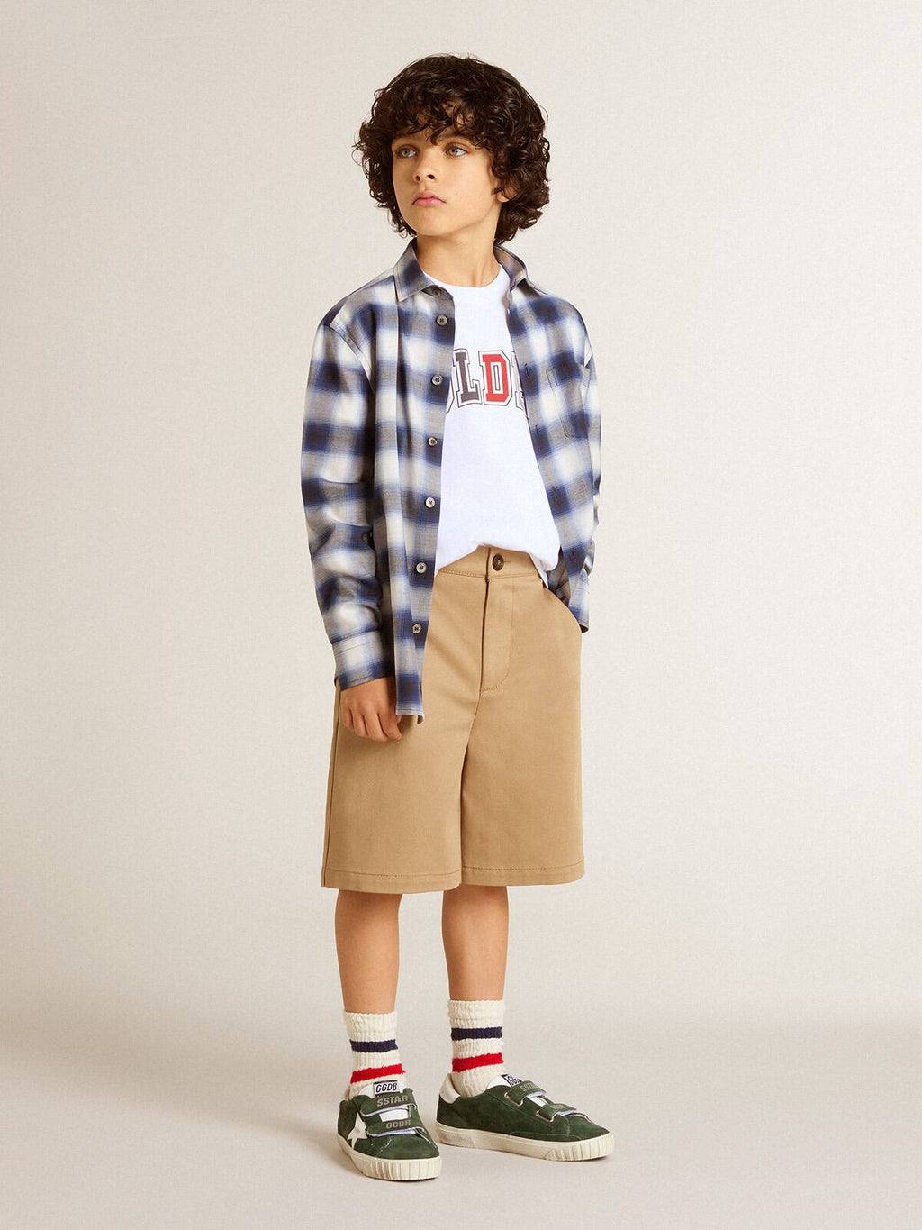 Boys' white T-shirt with multicolored Golden print