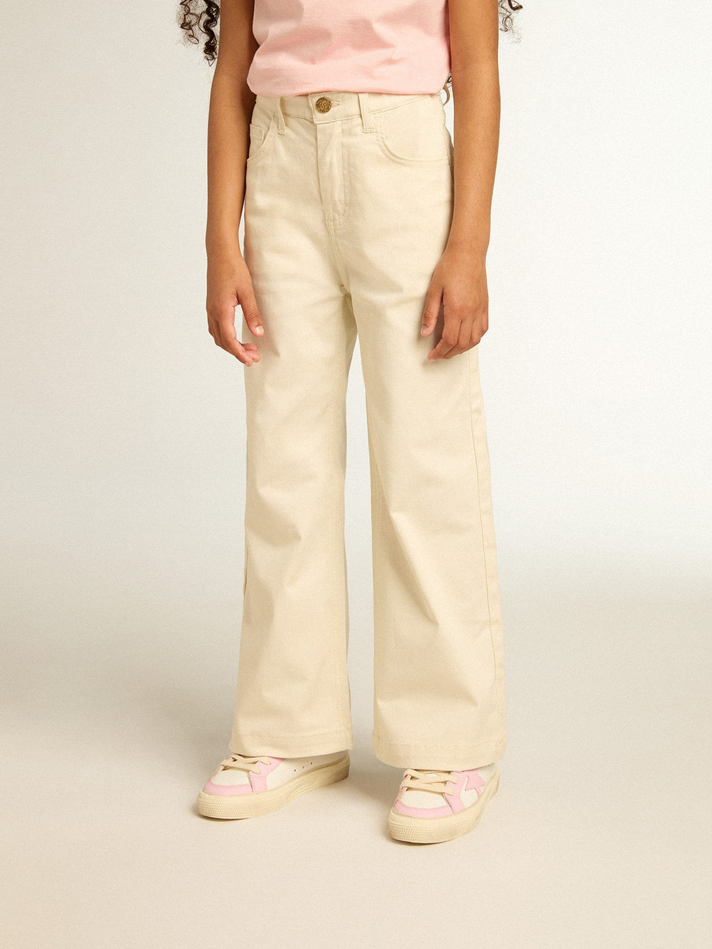 Girls’ cotton pants in aged white