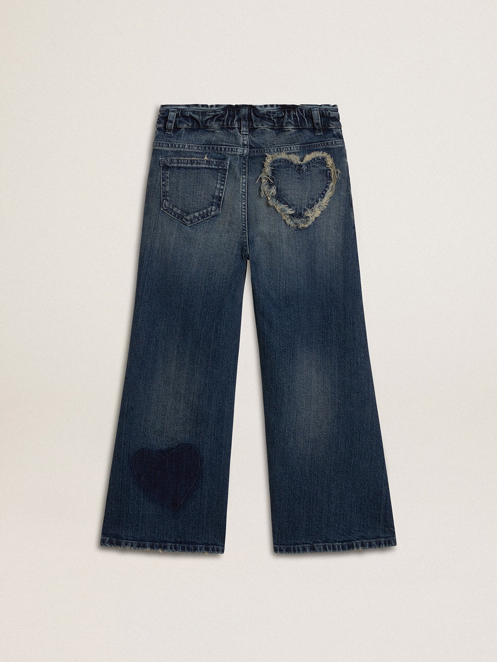 Girls' wide-leg jeans in blue denim