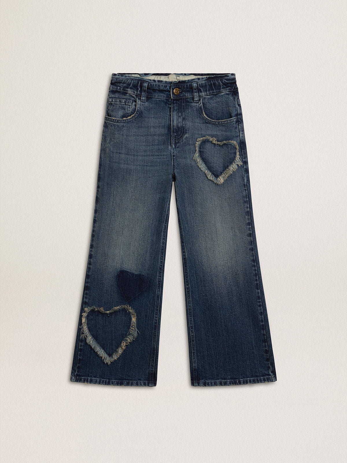 Girls' wide-leg jeans in blue denim