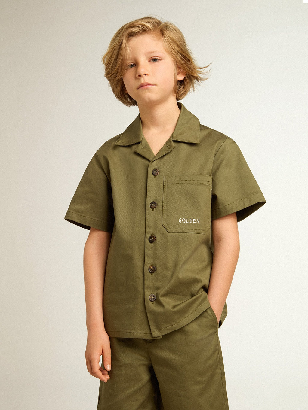 Boys’ military-green shirt