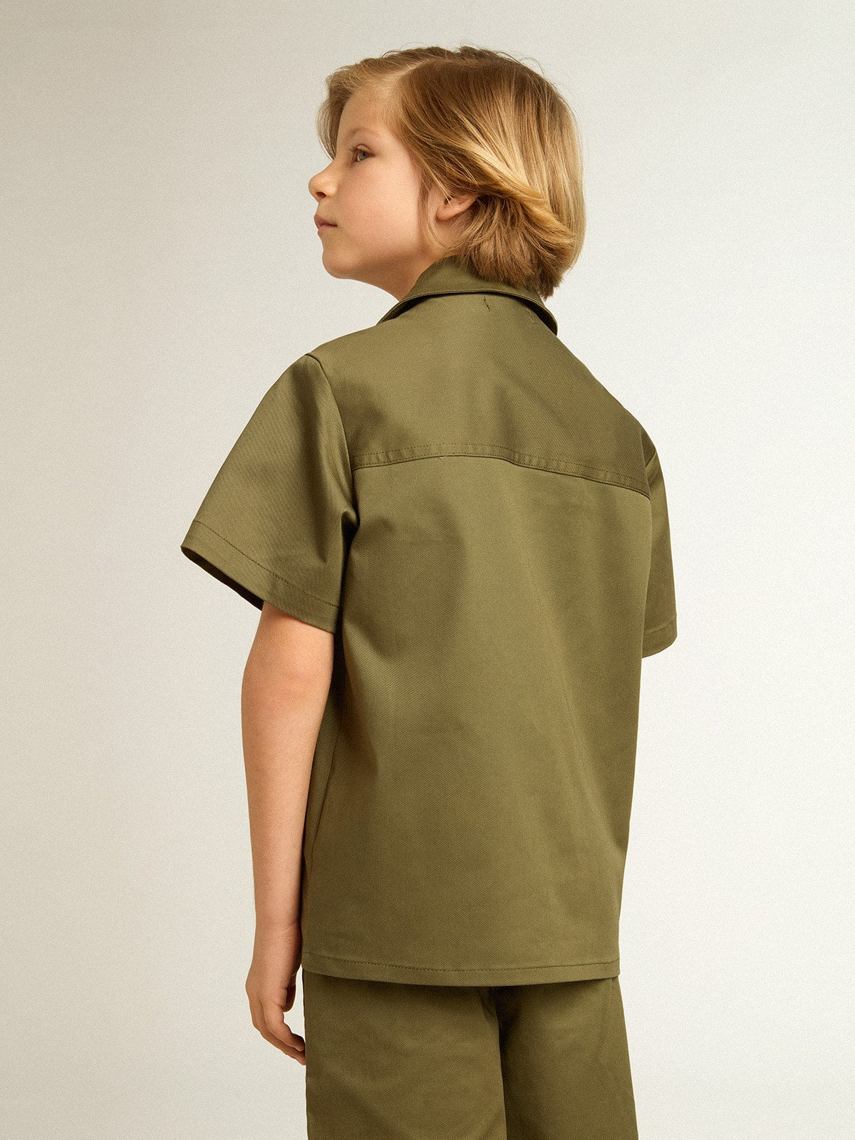 Boys’ military-green shirt