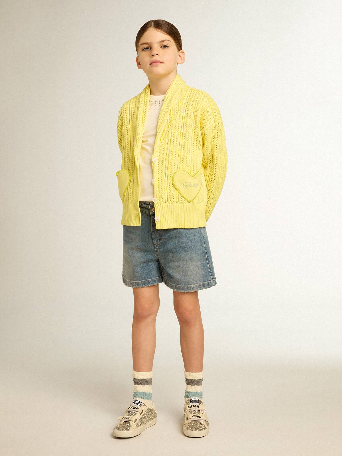 Girls’ denim shorts with distressed finish